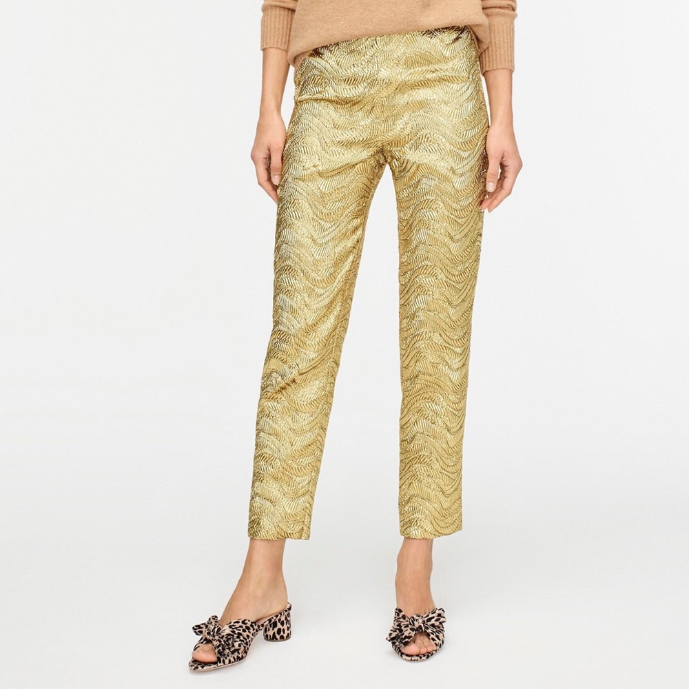 NWOT- Collection by J.Crew Gold Foil Highwaisted Pencil Leg trouser Pants